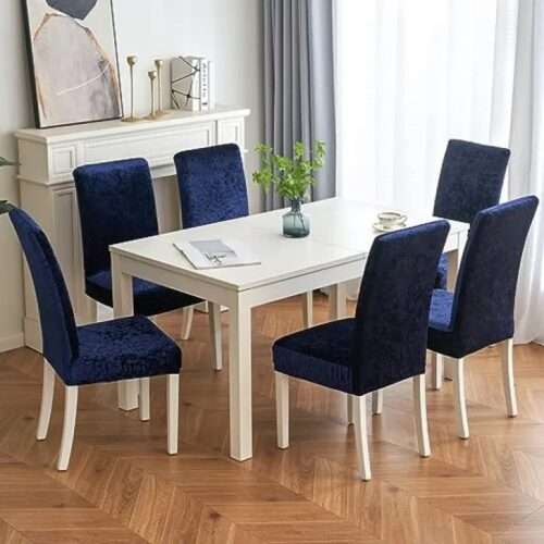 6 Chairs + 1 Dining Table Set Korian Velvet Cover